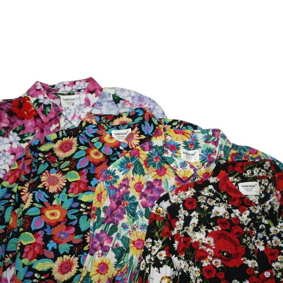 Lot of 4 Tunevuse Men's Size - L Regular Fit Floral Long Sleeve Button Up - Picture 1 of 8